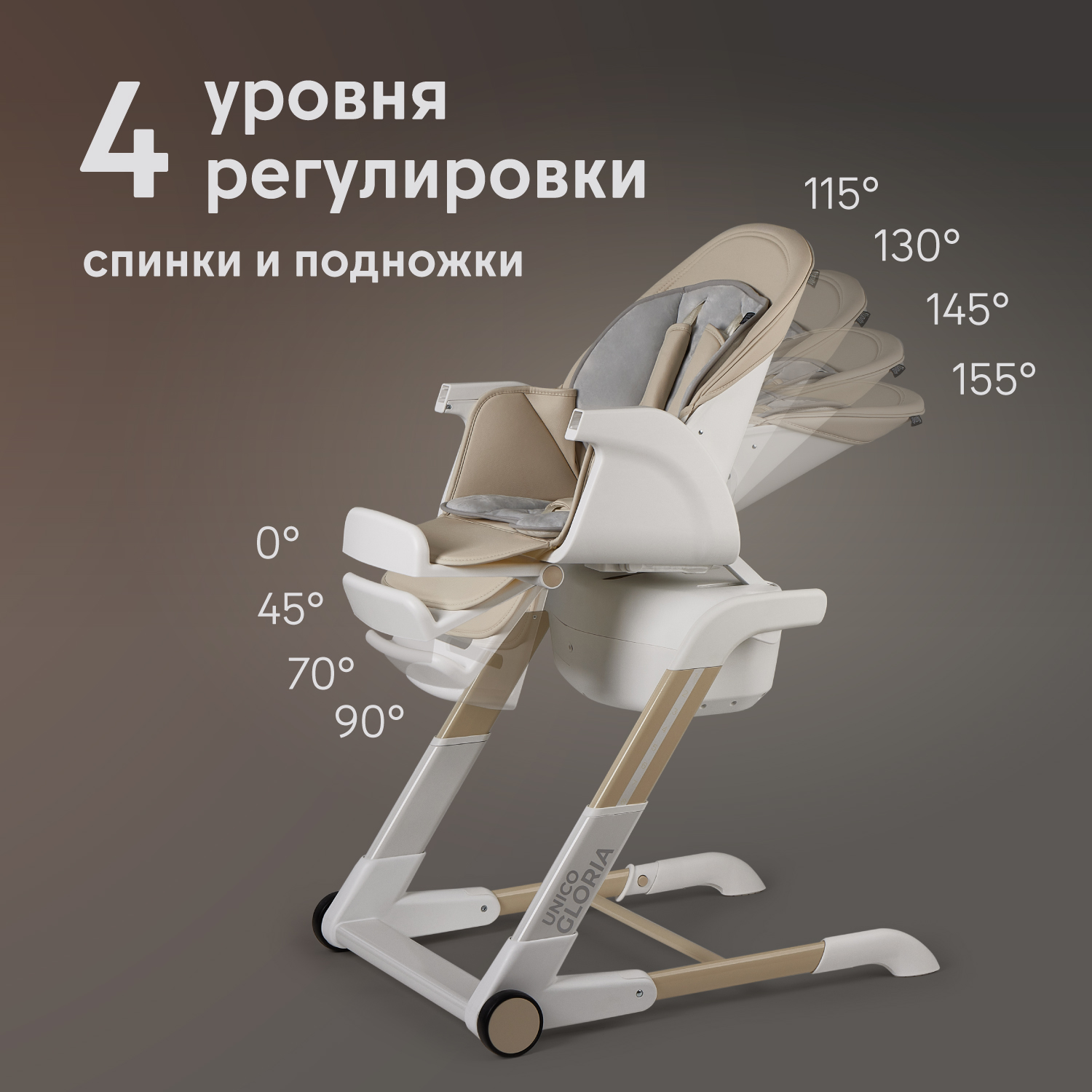 Стульчик для кормления Nuovita Unico Gloria бежевый - фото 4