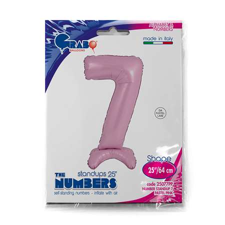 Шар GRABO Цифра 7 фольгированный Pastel-Pink 1207-4282