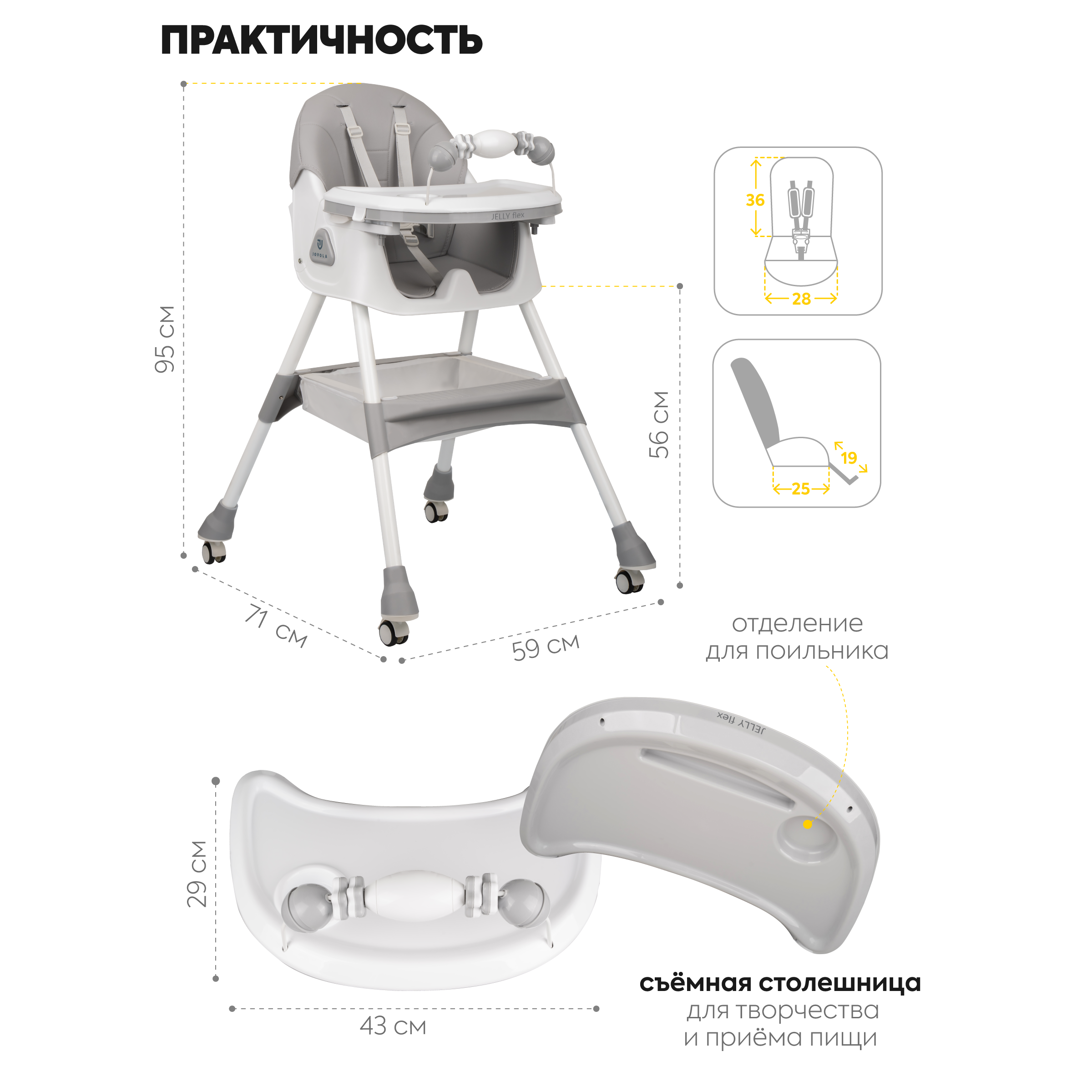 Стульчик для кормления JOVOLA Jelly Flex классический - фото 2
