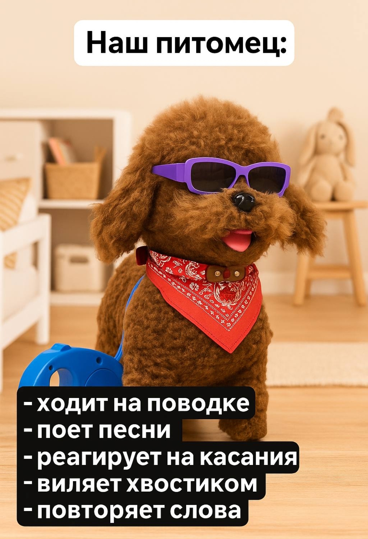 Мягкая игрушка BalaToys собачка Интерактивная Музыкальная - фото 2