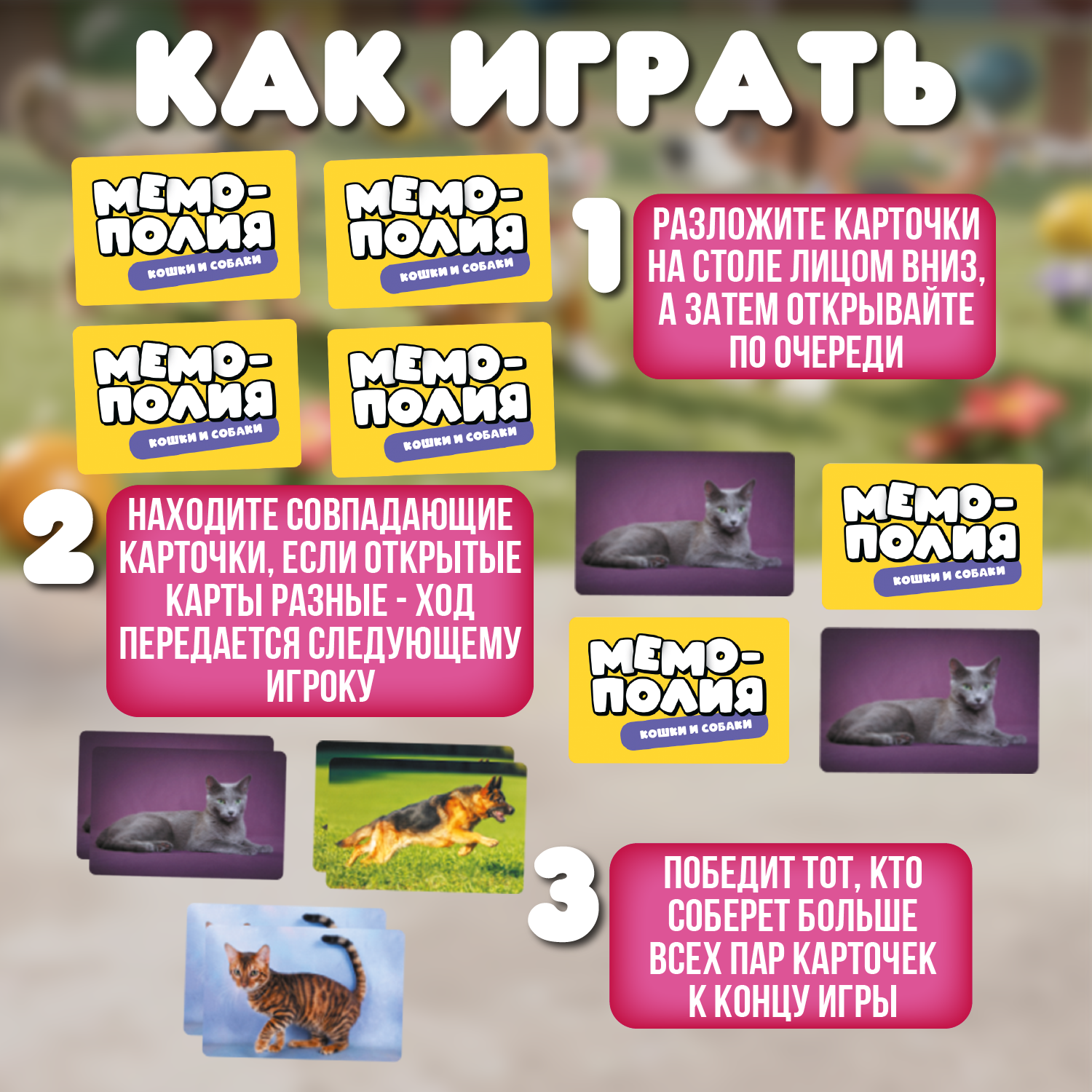 Настольная игра Attivio Мемори Кошки и собаки - фото 5