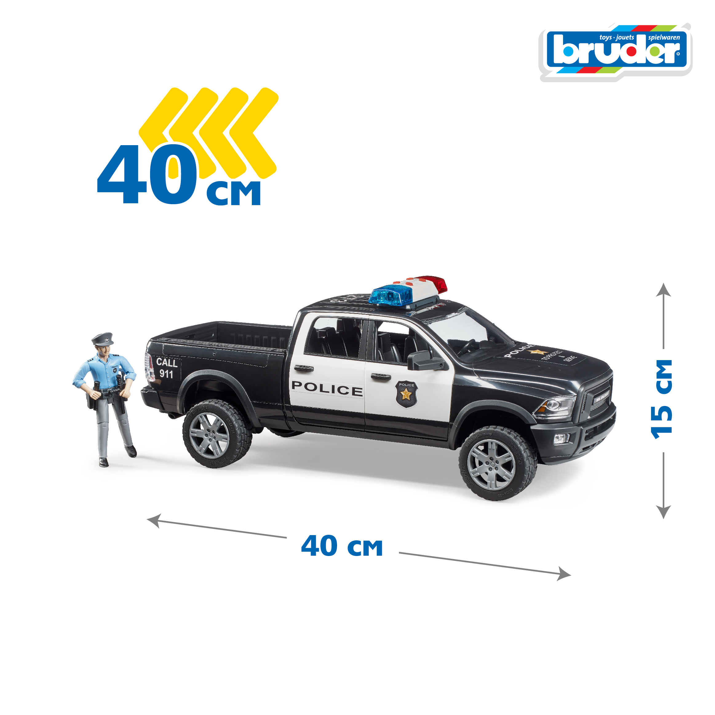 Внедорожник Bruder RAM 2500 полицейский 1:16 02-505 - фото 2