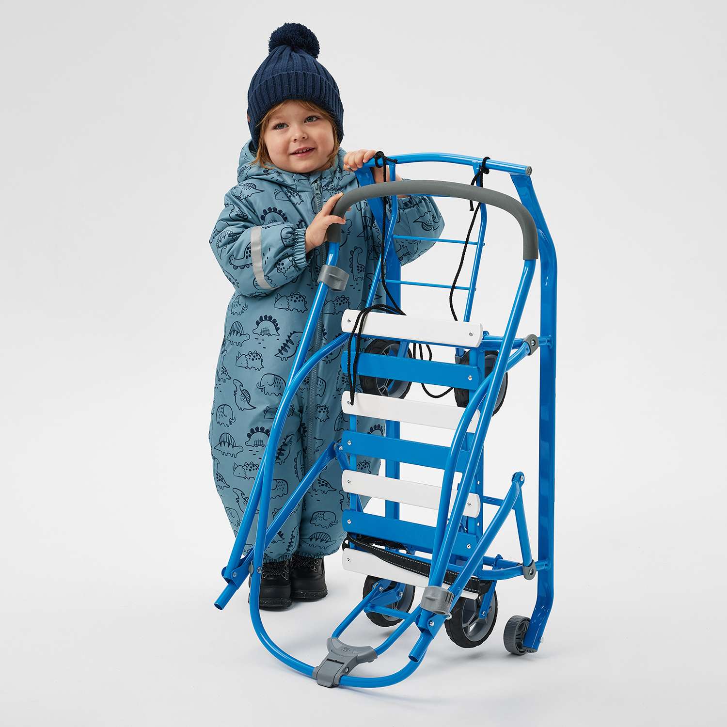 Санки NiKA kids Голубой складные, с колесами, со спинкой - фото 14