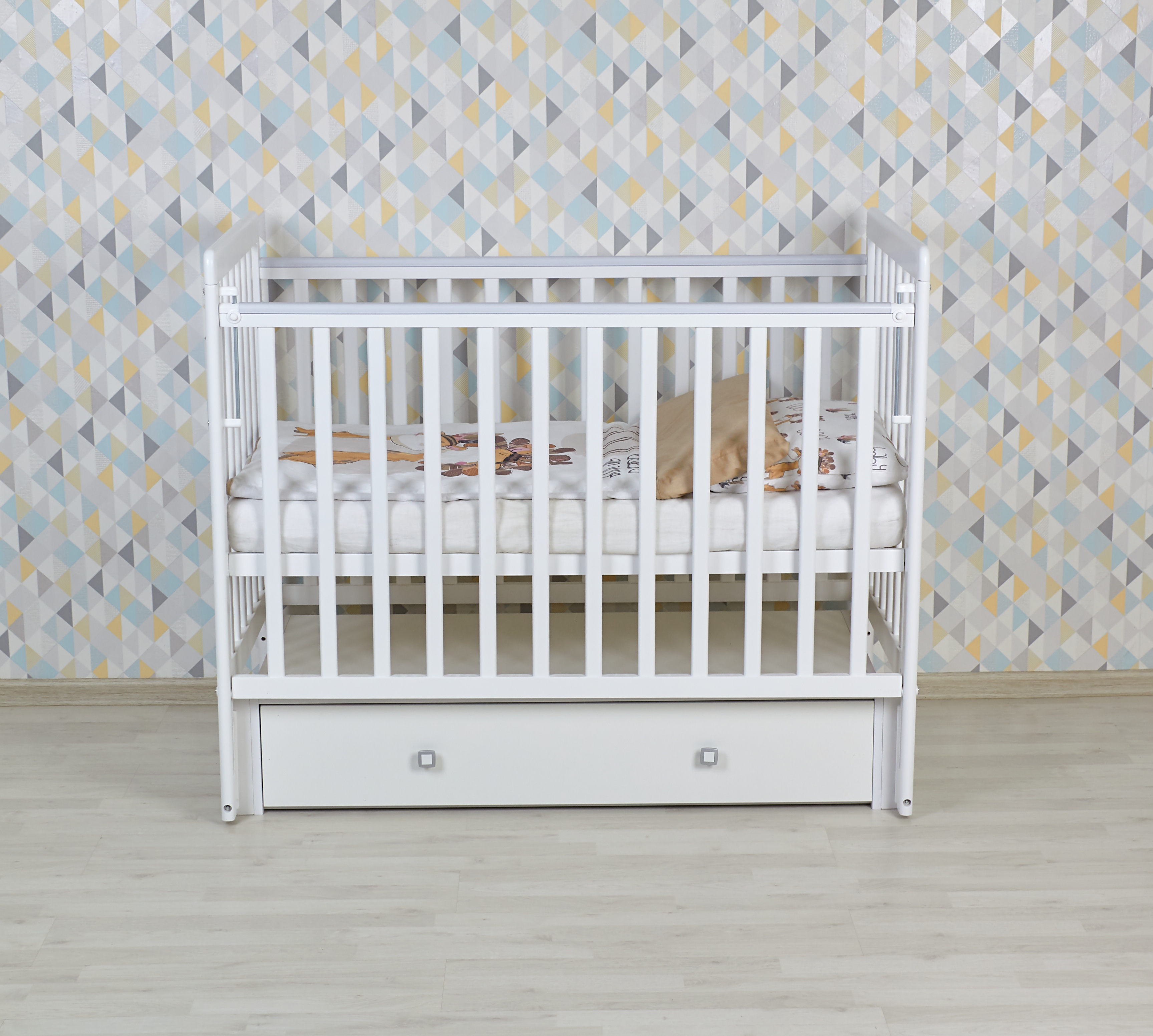 Детская кроватка Polini kids прямоугольная, универсальный маятник (белый) - фото 18