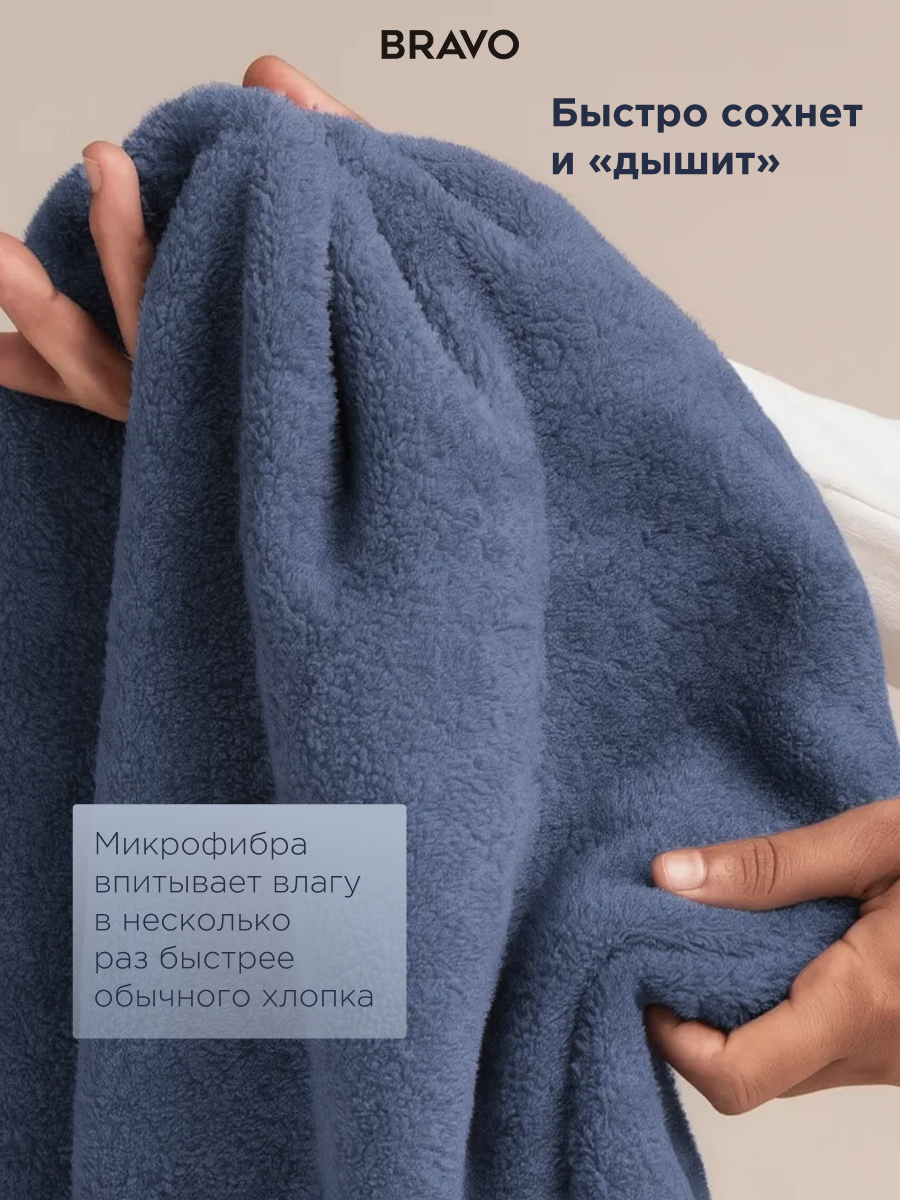 Полотенце BRAVO Сванк 35*75+50*90+70*140 синий 3 шт. - фото 6