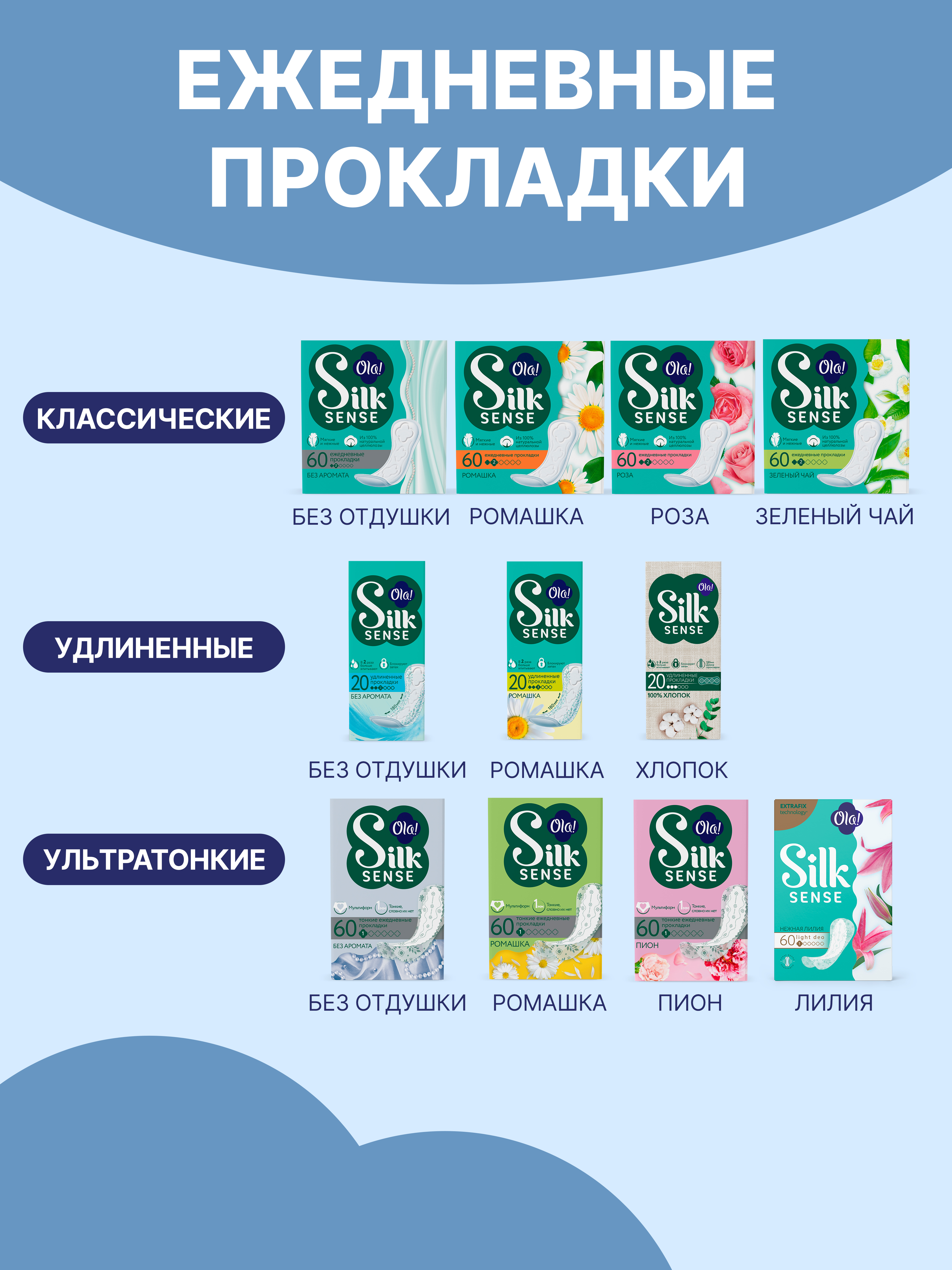 Ежедневные прокладки Ola! Silk Sense Light ежедневные тонкие стринг-мультиформ 60x3 уп.180 - фото 14