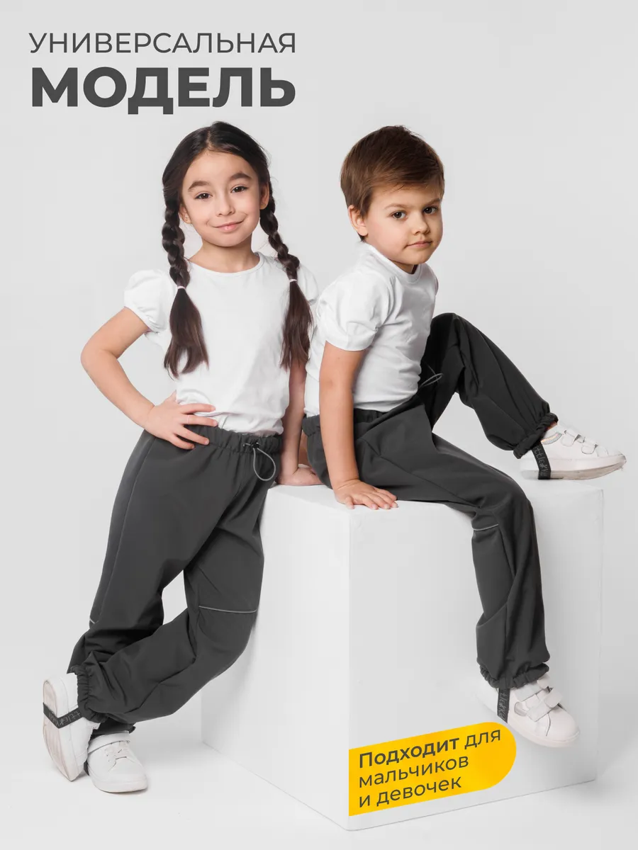 Брюки утепленные Little Kiddy softshell_bruki_темносерый - фото 6