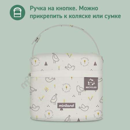 Термосумка с контейнерами Miniland Pack-2-Go Ecosquare птички