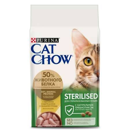 Корм сухой для кошек Cat Chow 1.5кг с высоким содержанием домашней птицы при стерилизации и кастрации