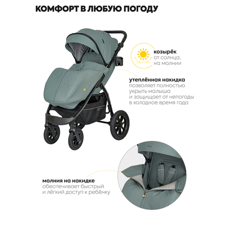 Коляска прогулочная JOVOLA Air 25 с сумкой зеленый-серый