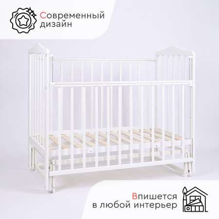 Детская кроватка Tomix прямоугольная, поперечный маятник (белый)