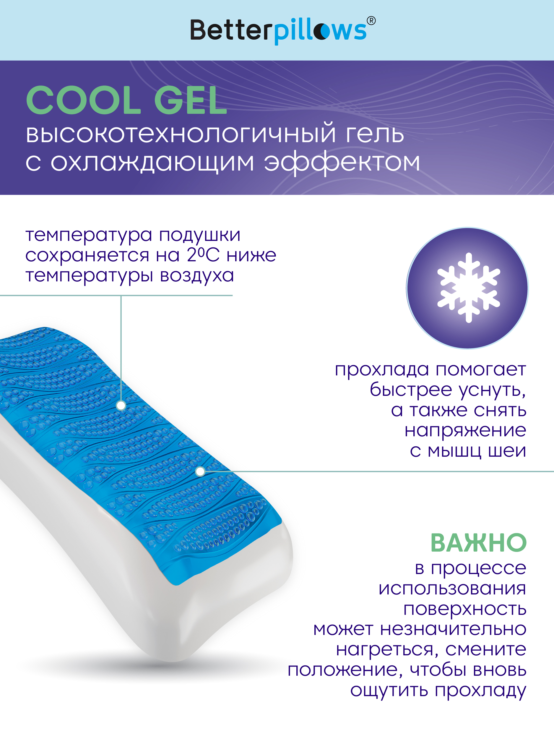Подушка ортопедическая для сна Betterpillows с эффектом памяти для детей и взрослых - фото 6