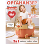 Ящик для хранения игрушек Solmax контейнер на колесиках 57х38х33 см розовый
