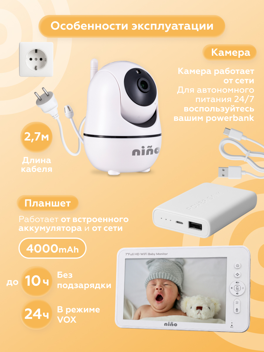 Видеоняня nino Видеоняня SM70PTZ - фото 9