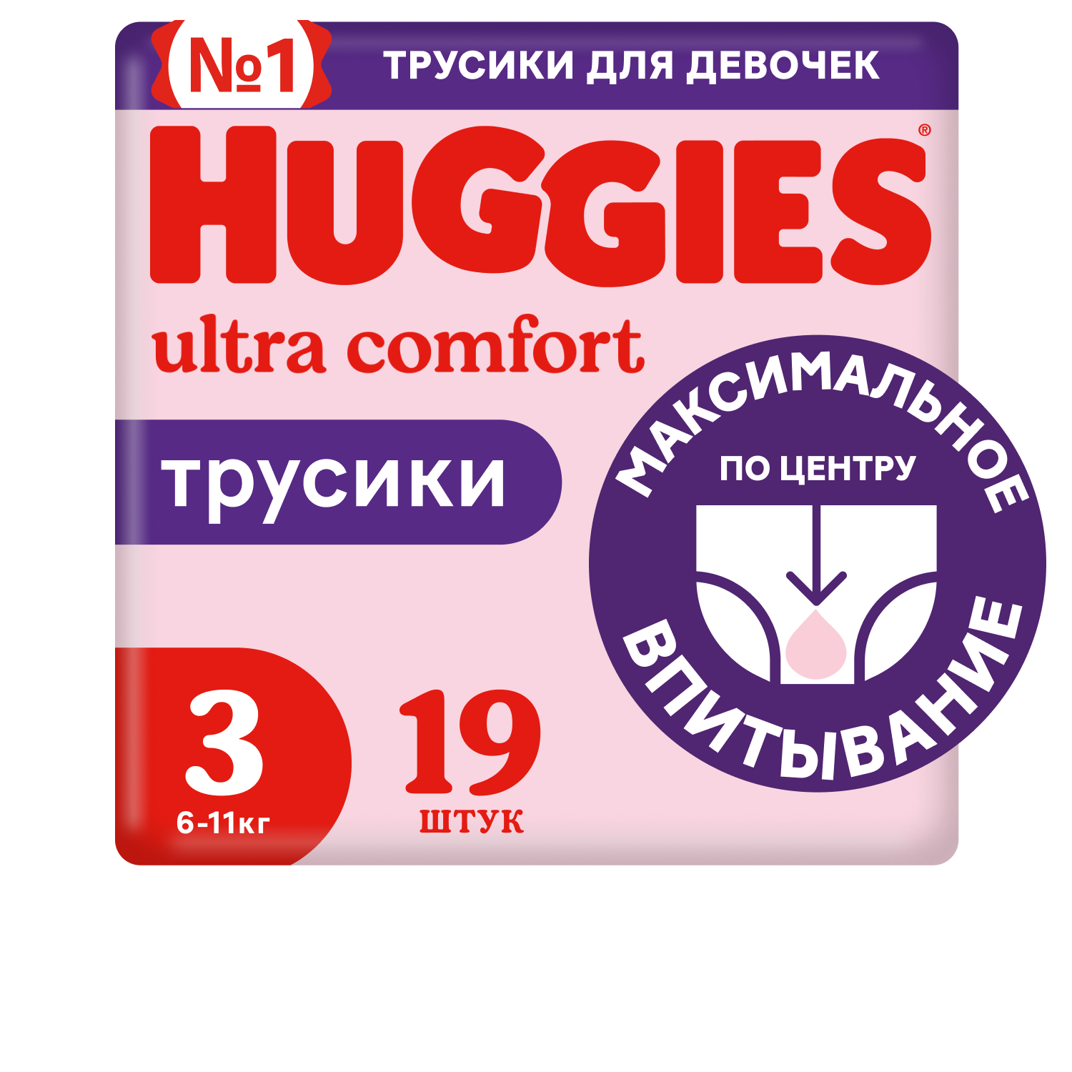 Трусики Huggies Ultra Comfort для девочек 3 (6-11 кг) 19 шт. - фото 1