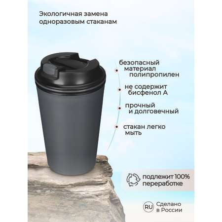 Термостакан Phibo С клапаном 350 мл серый