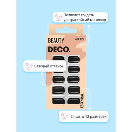 Накладные ногти DECO. Essential black side 24 шт + клеевые стикеры 24 шт