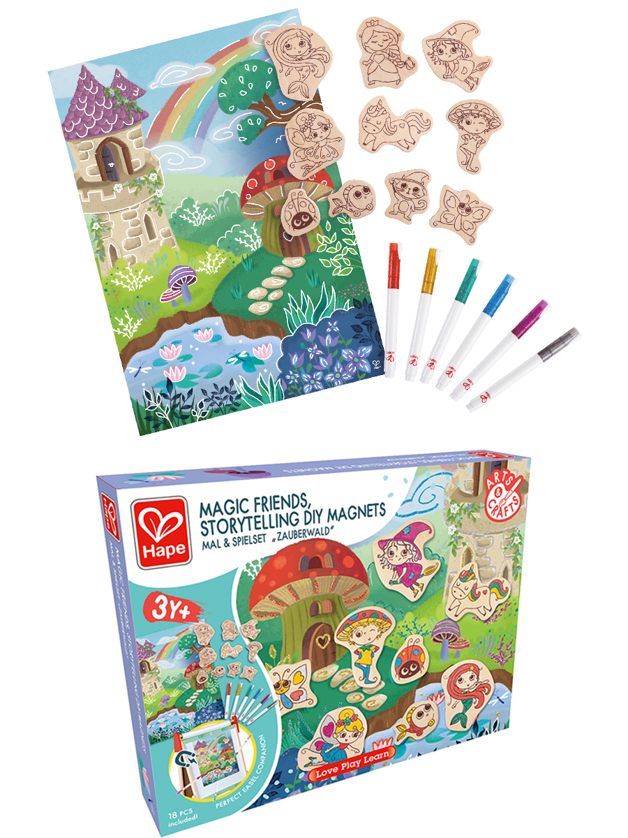 Изображение товара Набор для рисования Hape Магнитные персонажи с фломастерами и плакатом