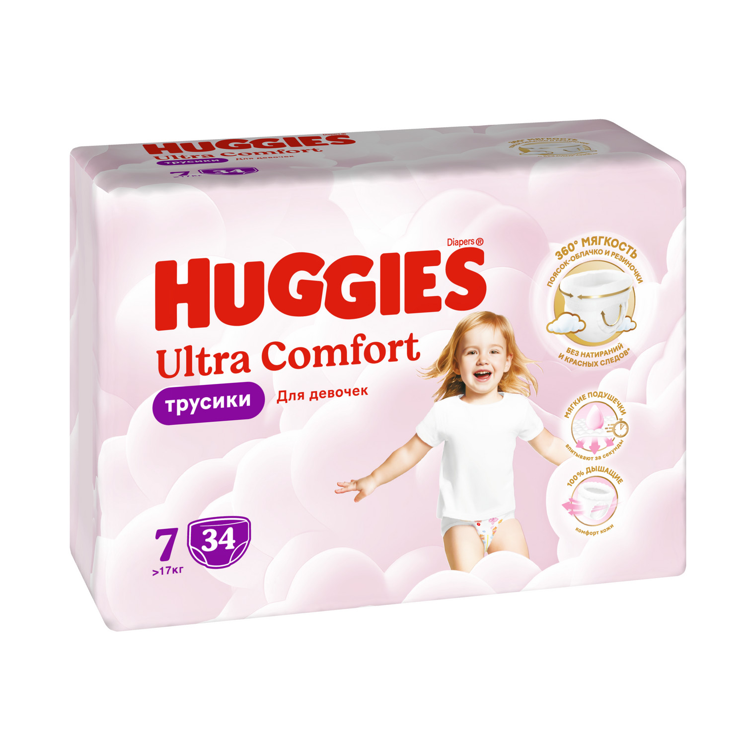 Трусики Huggies Ultra Comfort для девочек 7 (>17 кг) 34 шт. - фото 3