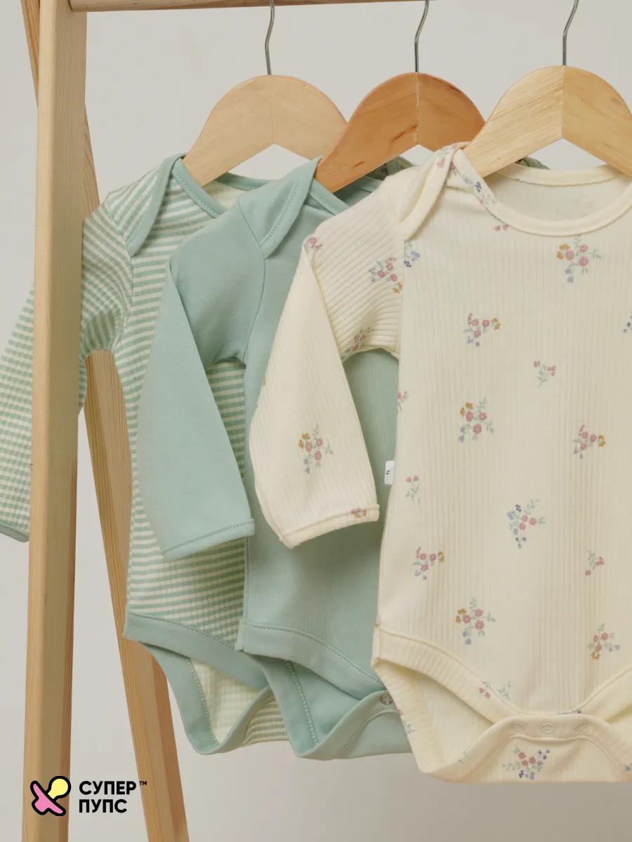Боди 3 шт Супер Пупс нбр/3пр/бд/sk20/полоска/цветы - фото 26