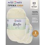 Пряжа для вязания Astra Premium киви фантазийная с выраженным ворсом киви нейлон 100 гр 200 м 03 белый 3 мотка