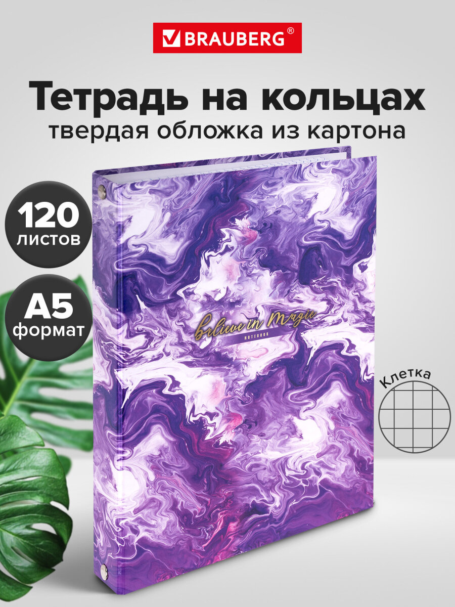 Тетрадь со сменным блоком Brauberg клетка 120 лист. - фото 1
