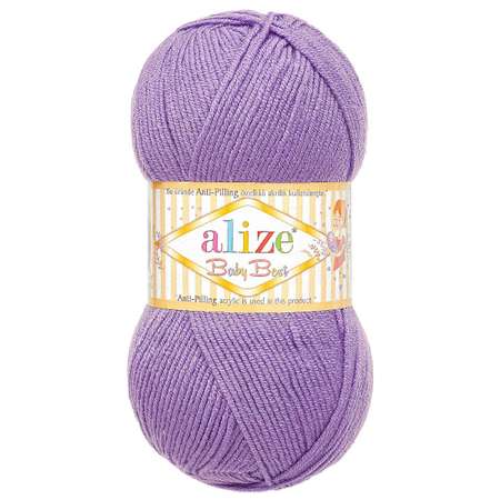 Пряжа для вязания Alize baby best бамбук акрил с эффектом антипиллинг 100 г 240 м 851 барвинок 5 мотков