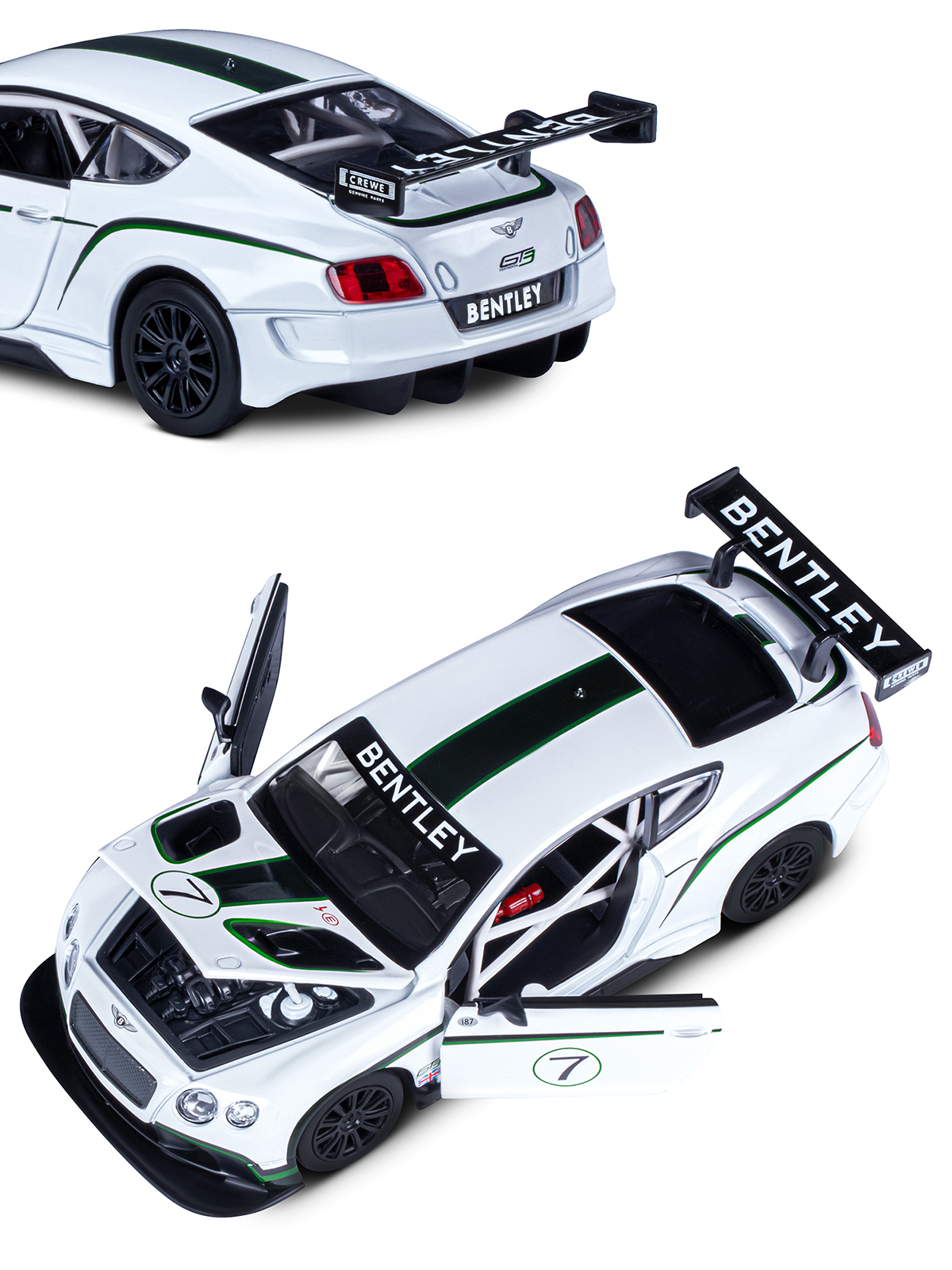 Автомобиль АВТОпанорама Bentley Continental GT3 Concept 1:24 белый JB1200125 - фото 10
