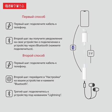Переходник для телефона QUIVIRA Apple Lightning - 3.5 mm Jack AUX 0.1м белый