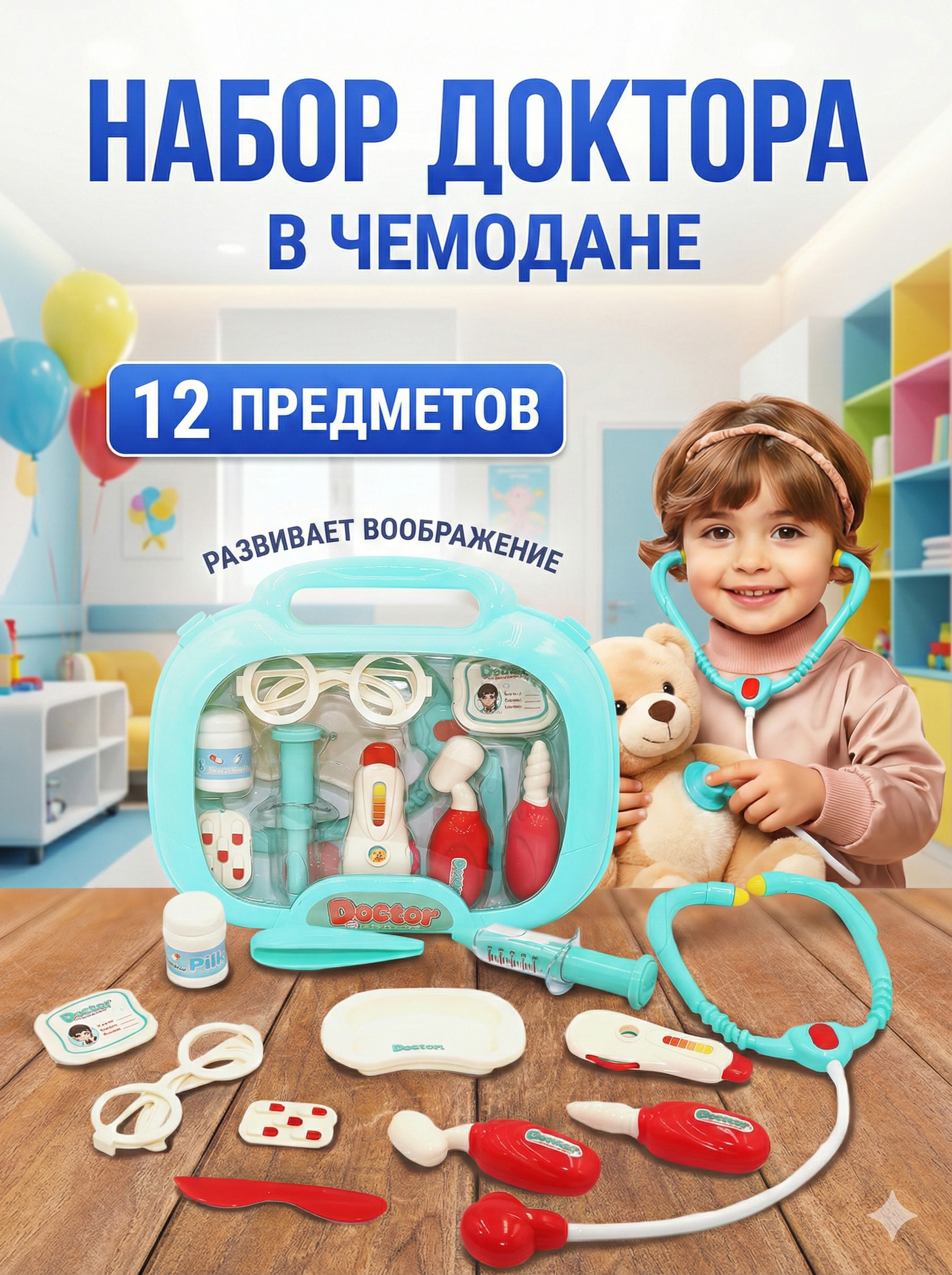 Игрушка SHARKTOYS Доктор 13 предм. - фото 1