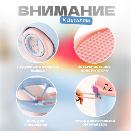 Ящик для хранения игрушек Solmax контейнер на колесиках 54х41.5х38 см голубой