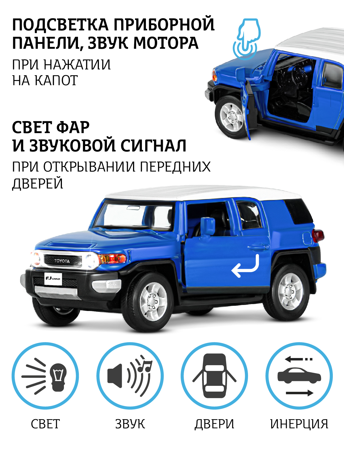 Внедорожник АВТОпанорама Toyota FJ Cruiser 1:32 JB1251138 - фото 2