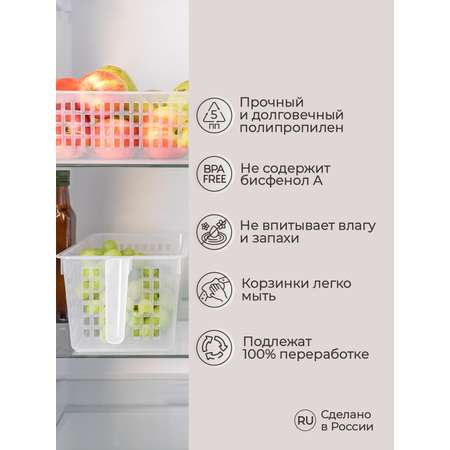 Комплект корзинок Phibo универсальных с ручкой 280х160х120 мм 2шт бесцветный