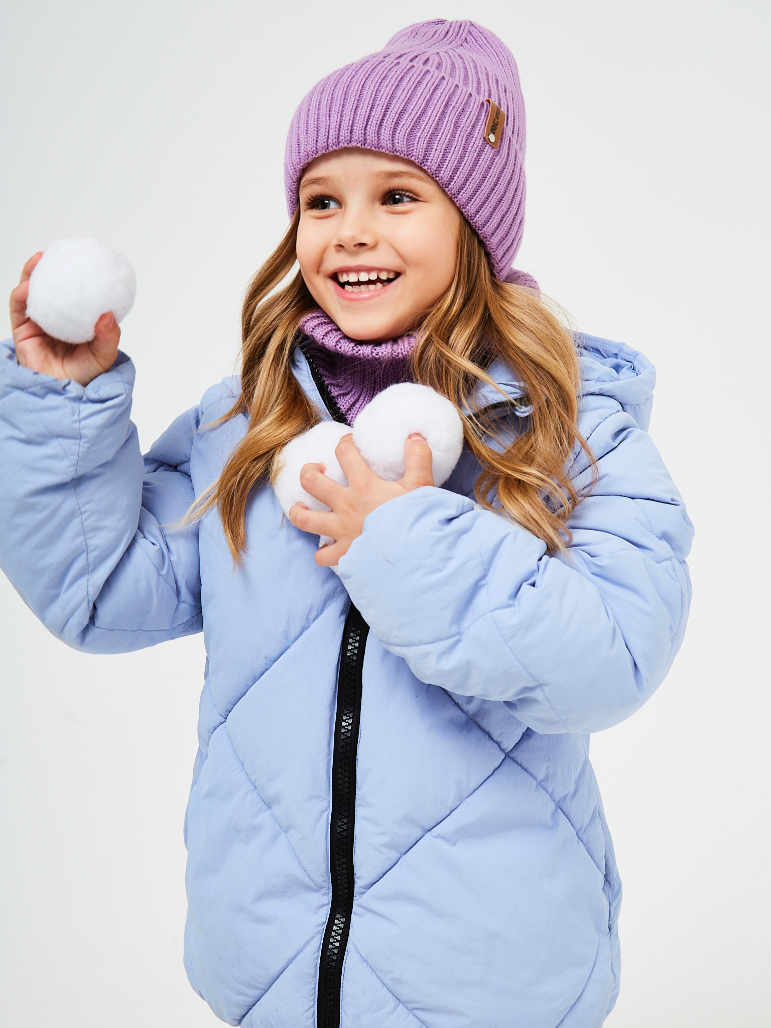 Шапка и снуд NYCkids NYC-H-53-poloski-lilac - фото 13