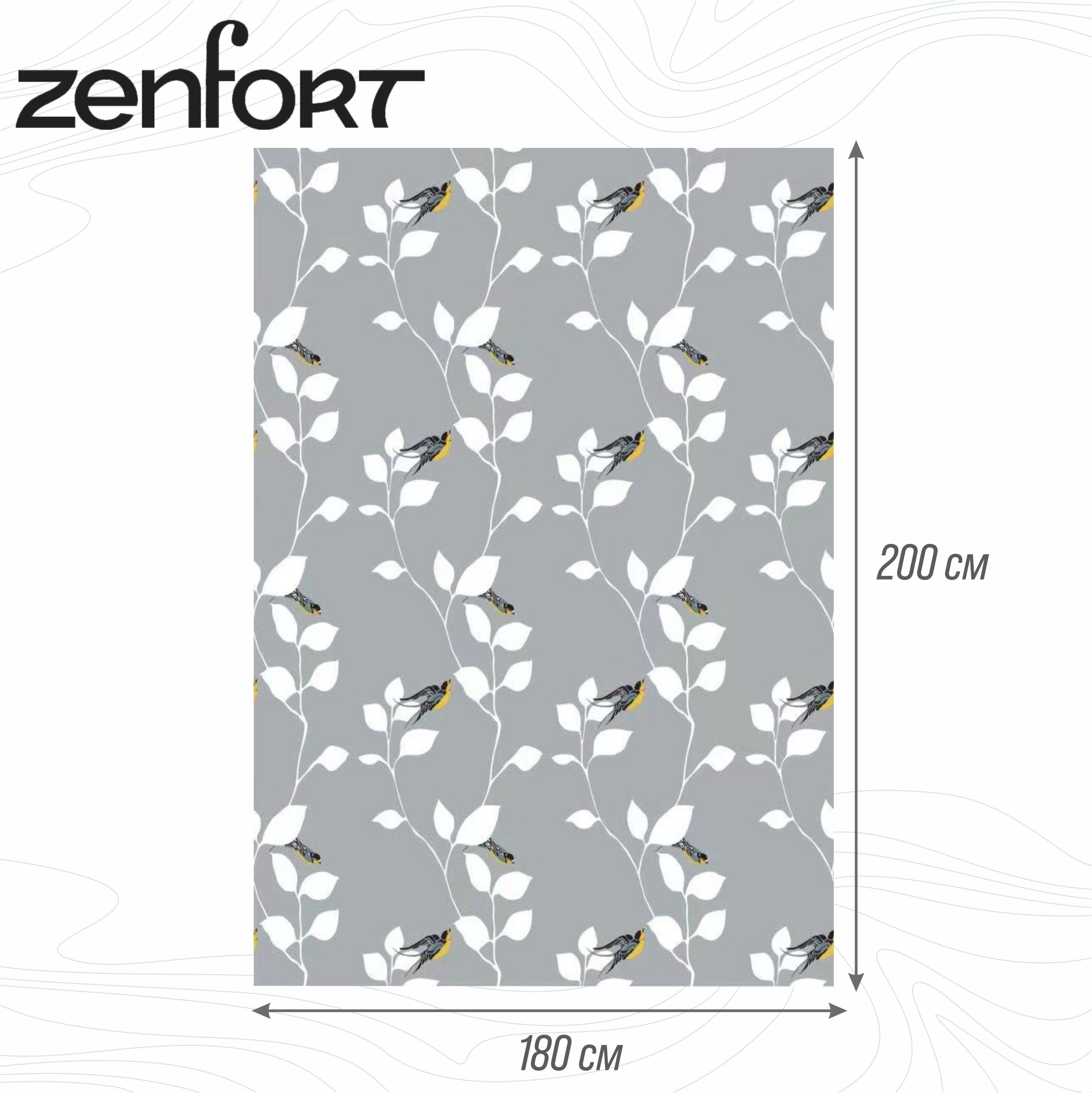 Шторы для ванны Zenfort Весна полиэстер 180х200см 12 колец - фото 2