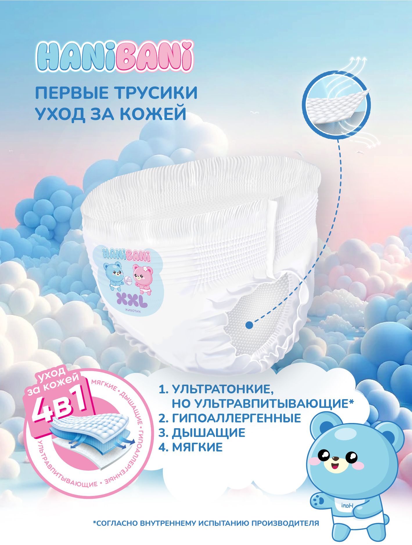 Подгузники HANIBANI Comfort XXL (15-20 кг) 56 шт. - фото 2