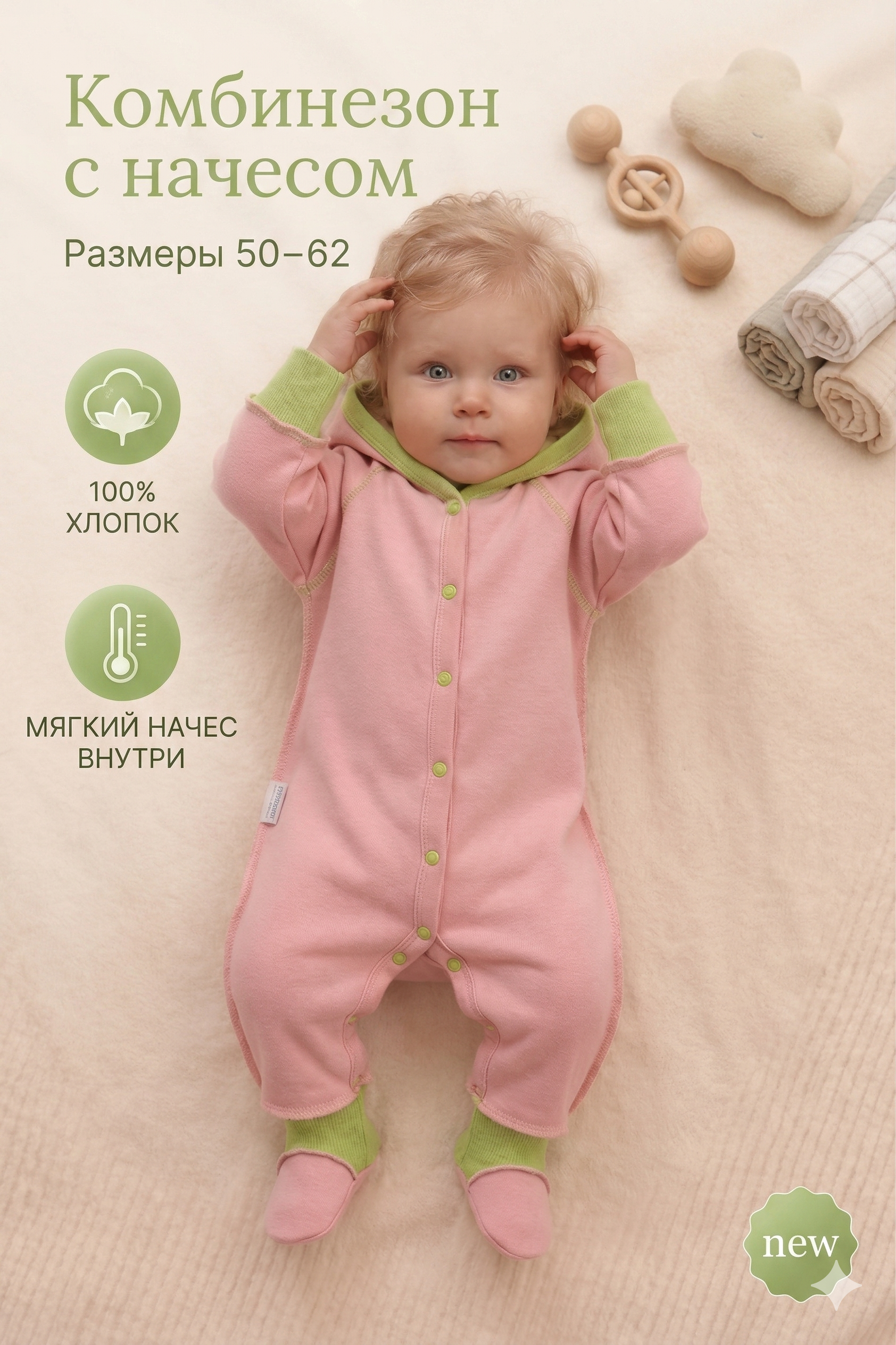 Комбинезон ТРИЯ 1127 футер 3-х нитка т розовый отд зеленая - фото 7