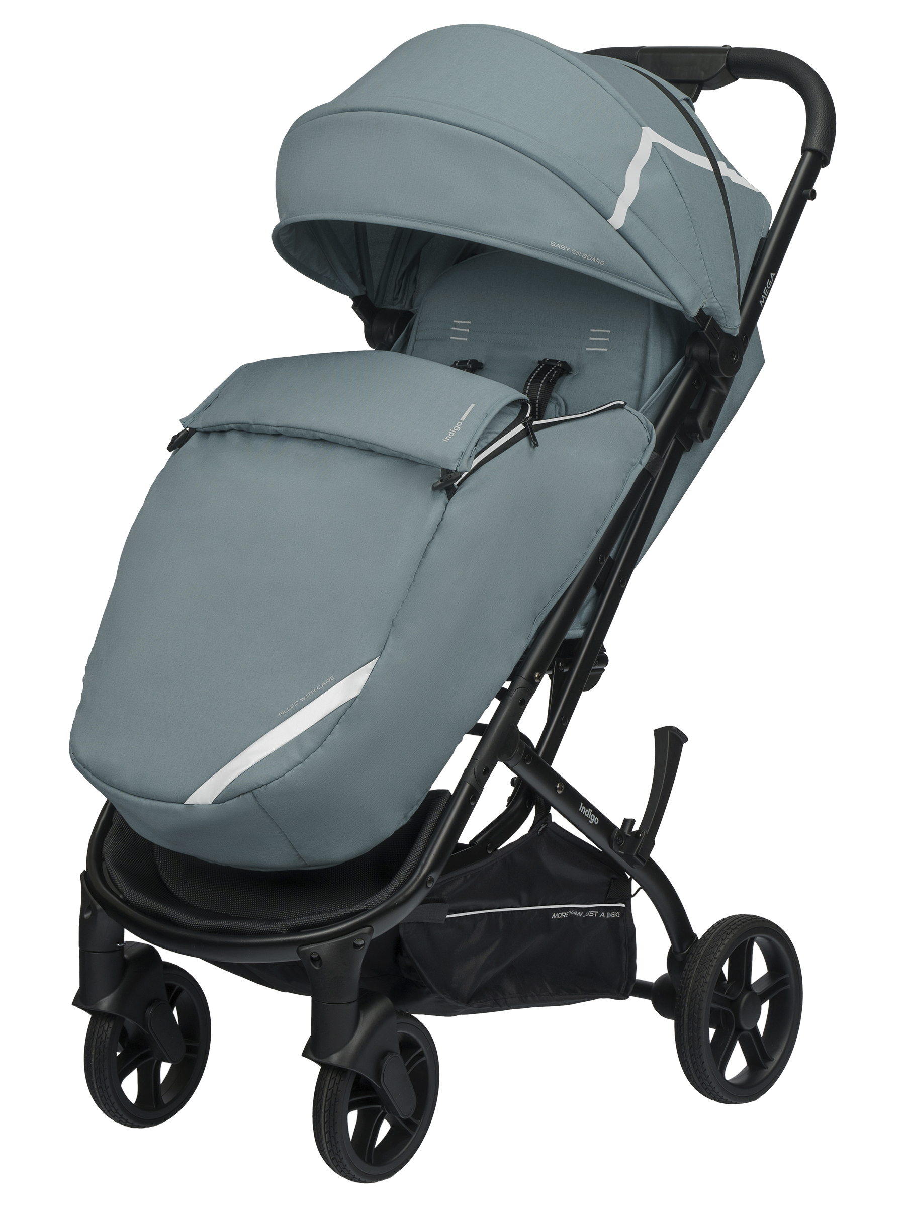 Коляска прогулочная Indigo Mega голубой - фото 11