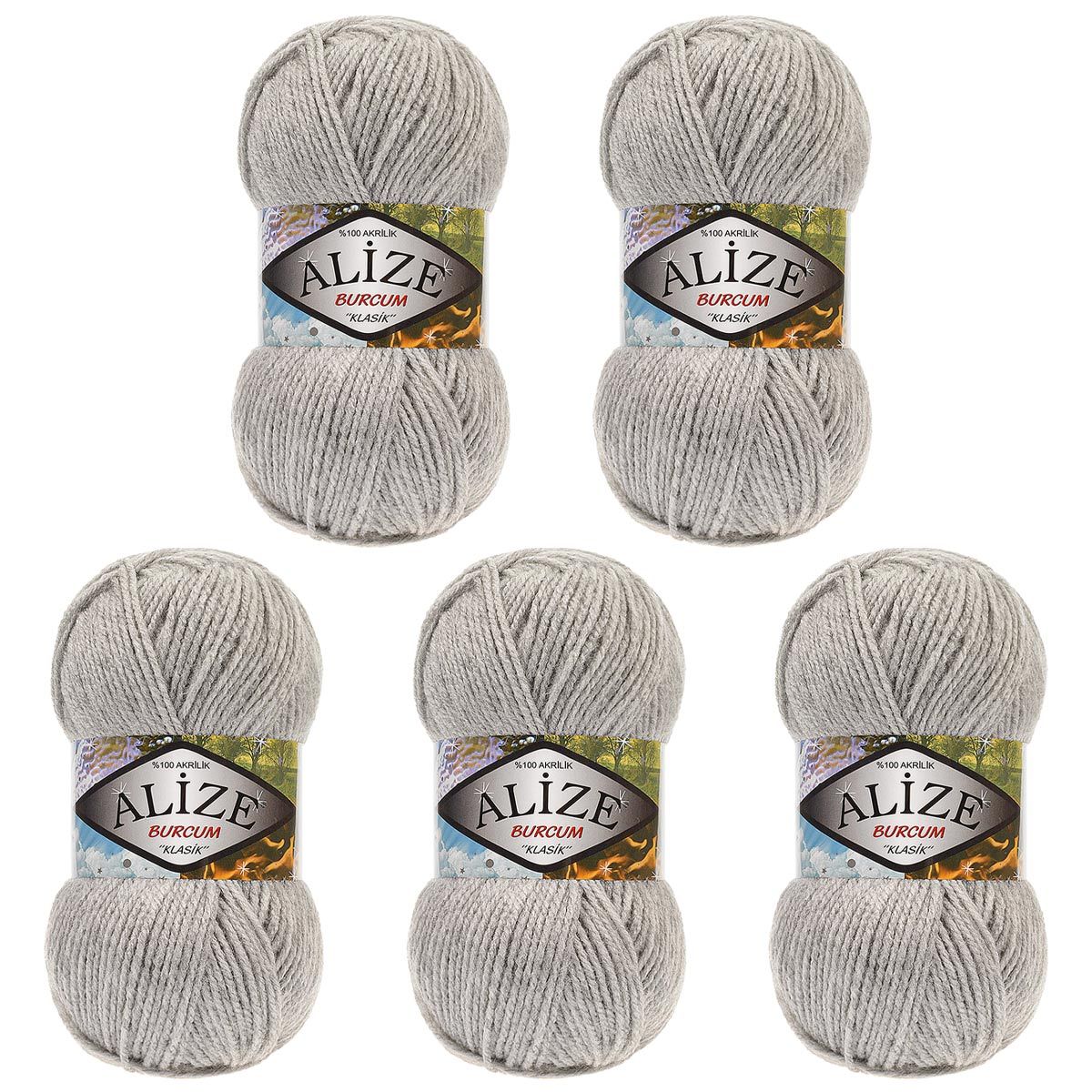 Пряжа Alize демисезонная универсальная акрил Burcum Klasik 100г 210м 5 мотков 21 серый меанж - фото 6