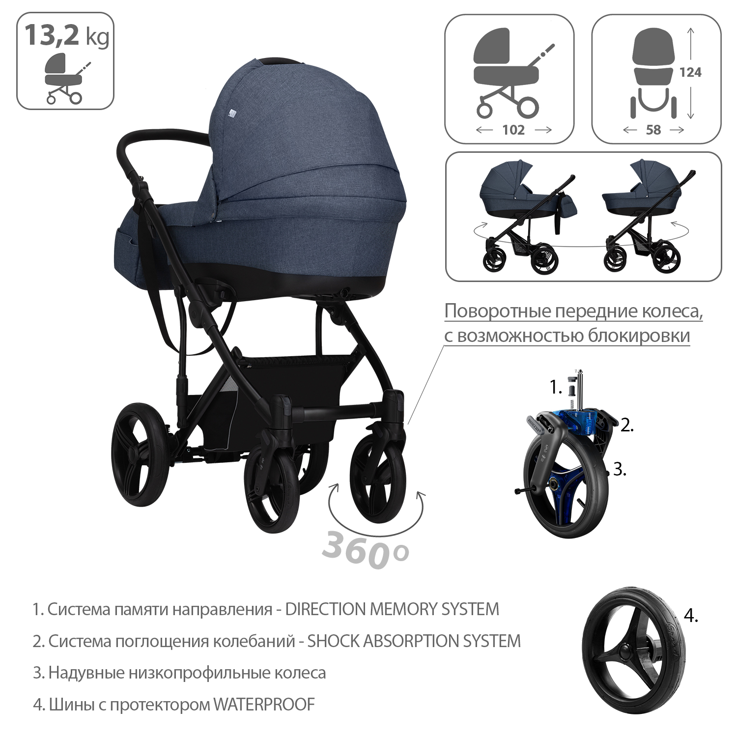 Коляска 2 в 1 Bebetto Magnum Lux - фото 4