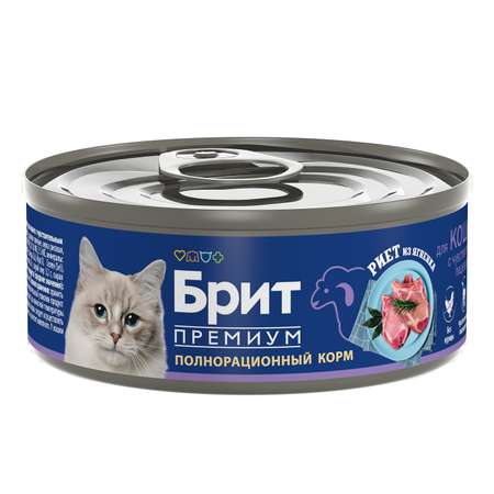 Корм для кошек Brit Премиум чувствительное пищеварение из ягненка риет 100г
