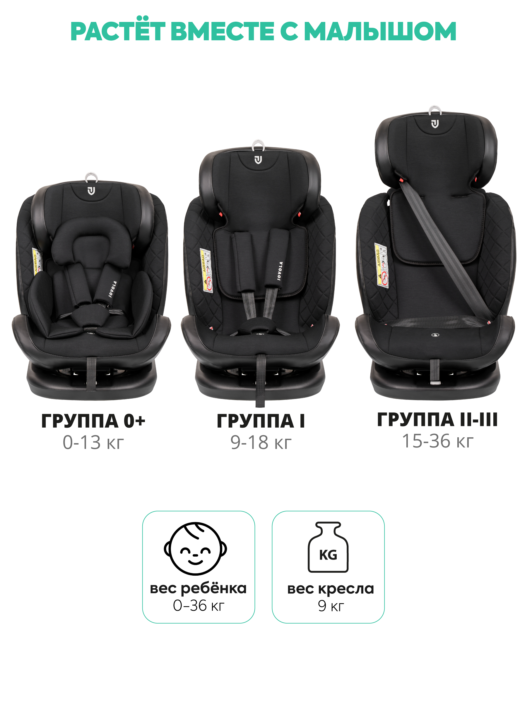 Автокресло Indigo Jovola Fuller, черн.-чер. кожа Isofix 0+/1/2/3 (0-36 кг) черный - фото 12