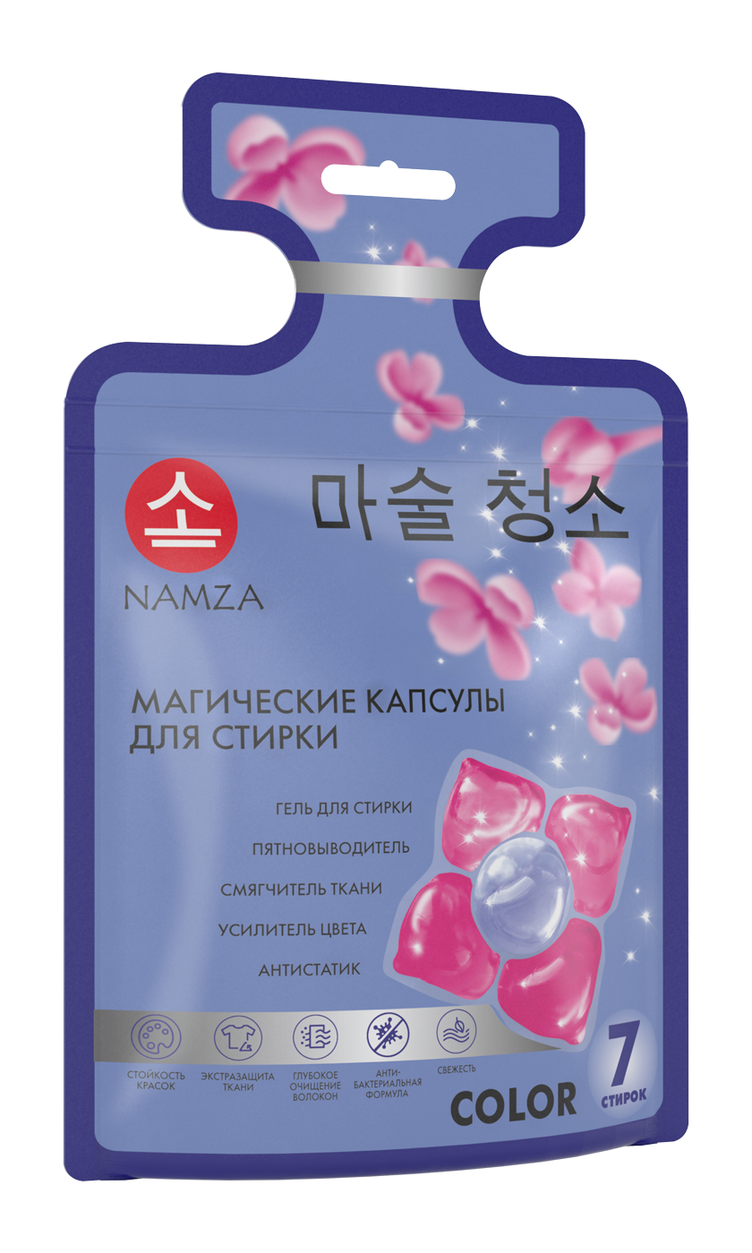Средство для стирки NAMZA Средство для стирки жидкое в растворимых капсулах (5-тикамерные) - фото 1