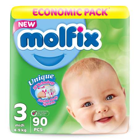 Подгузники Molfix Comfortfix 3 (4-9 кг) 90 шт.