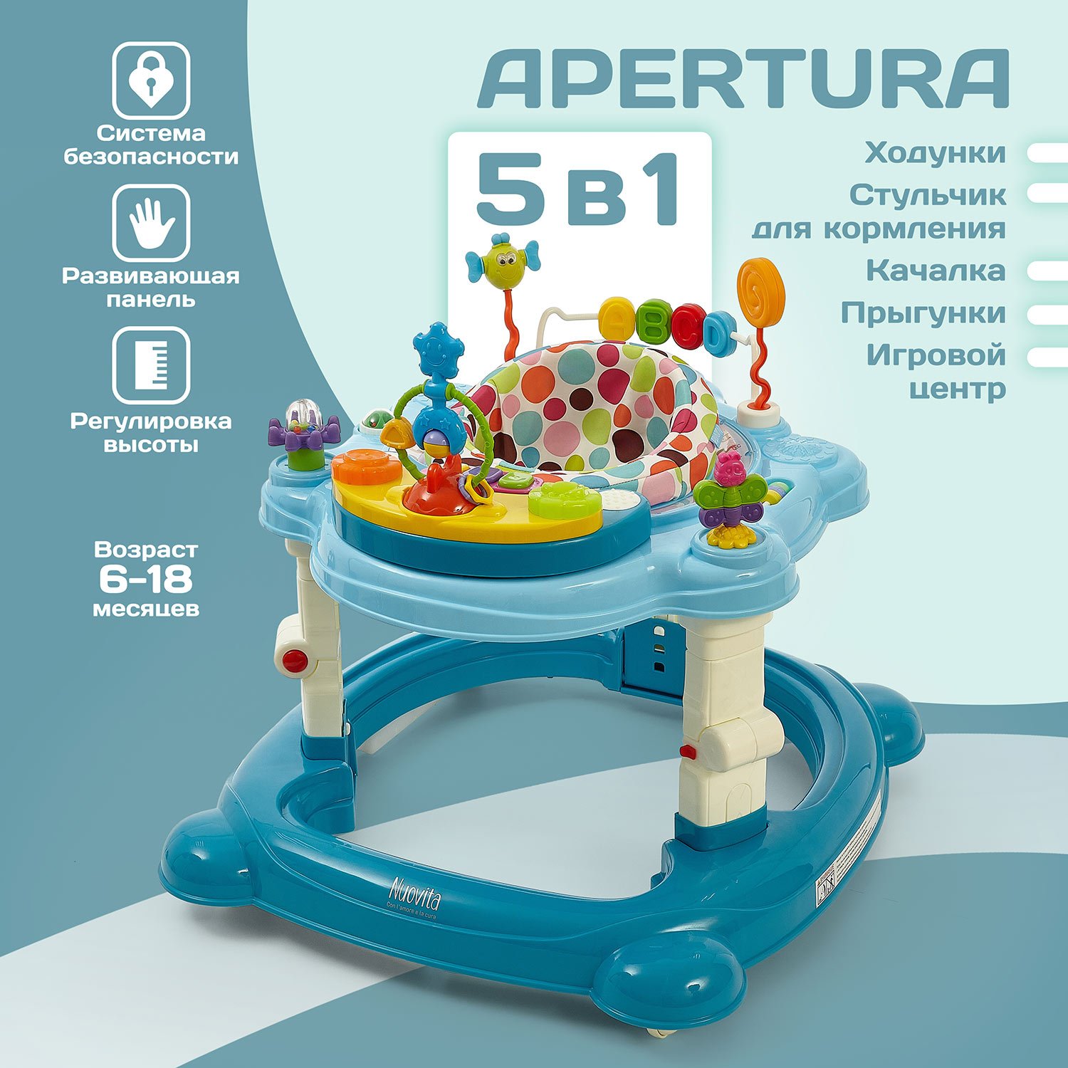 Ходунки Nuovita Apertura голубой - фото 1