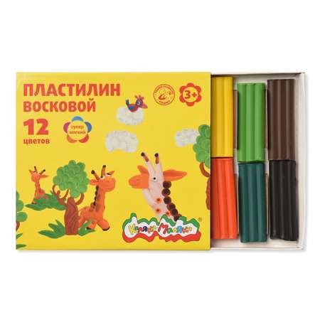 Пластилин Каляка-Маляка восковой 12 цв.