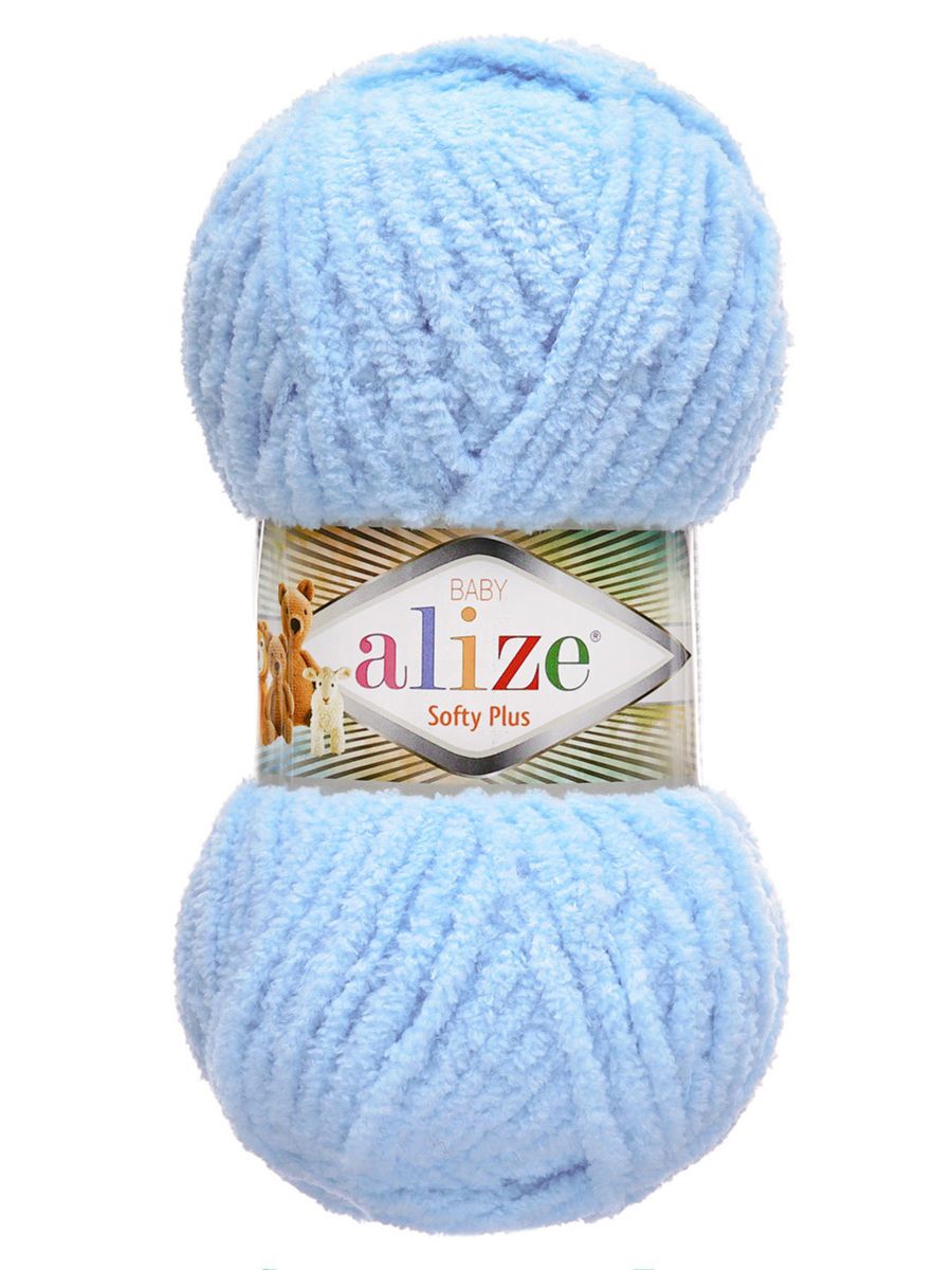 Пряжа для вязания Alize softy plus 100 г 120 м микрополиэстер мягкая плюшевая 183 светло-голубой 5 мотков - фото 4