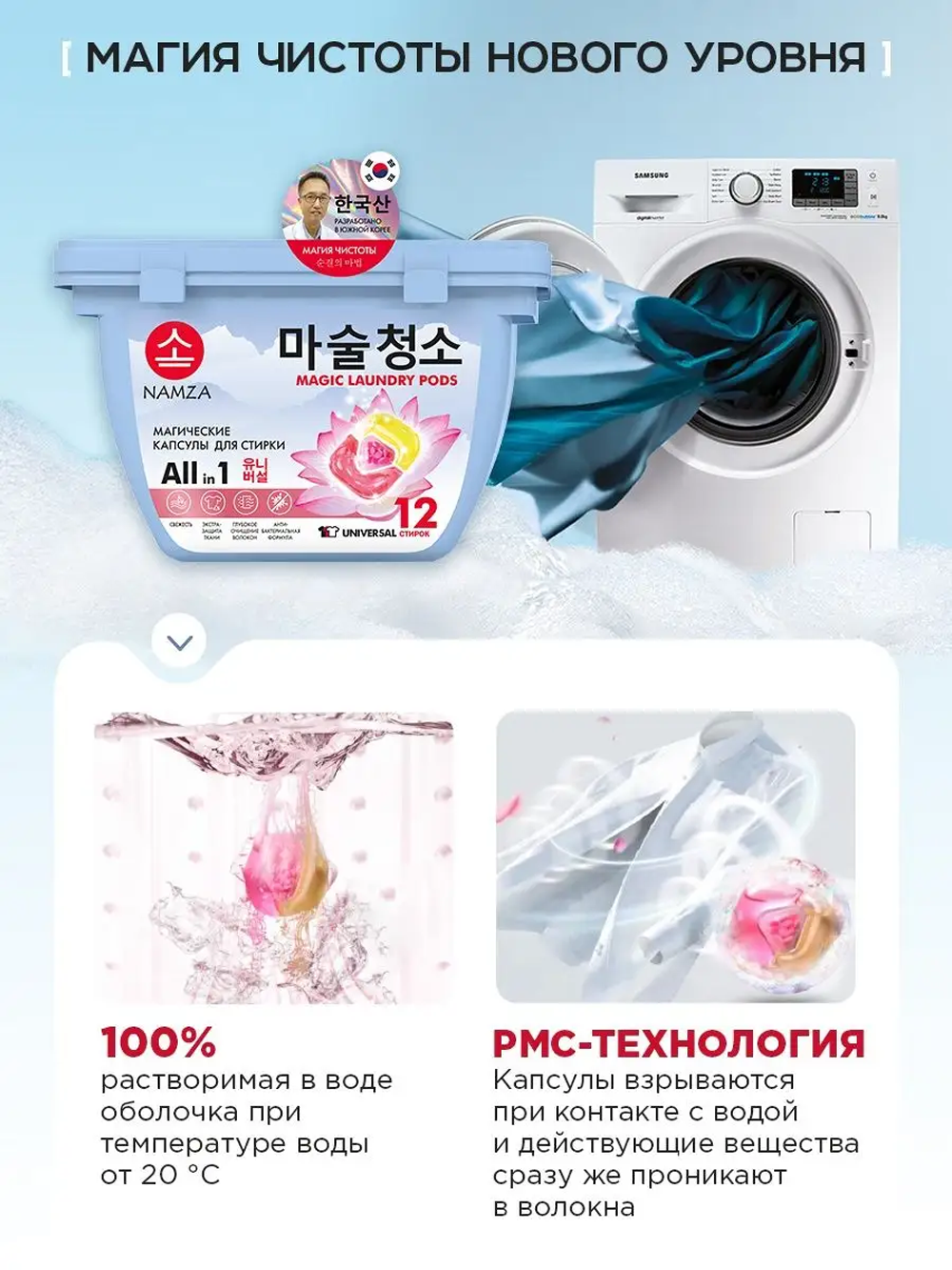 Капсулы для стирки NAMZA Универсальные 0.12 кг 12 шт. - фото 4