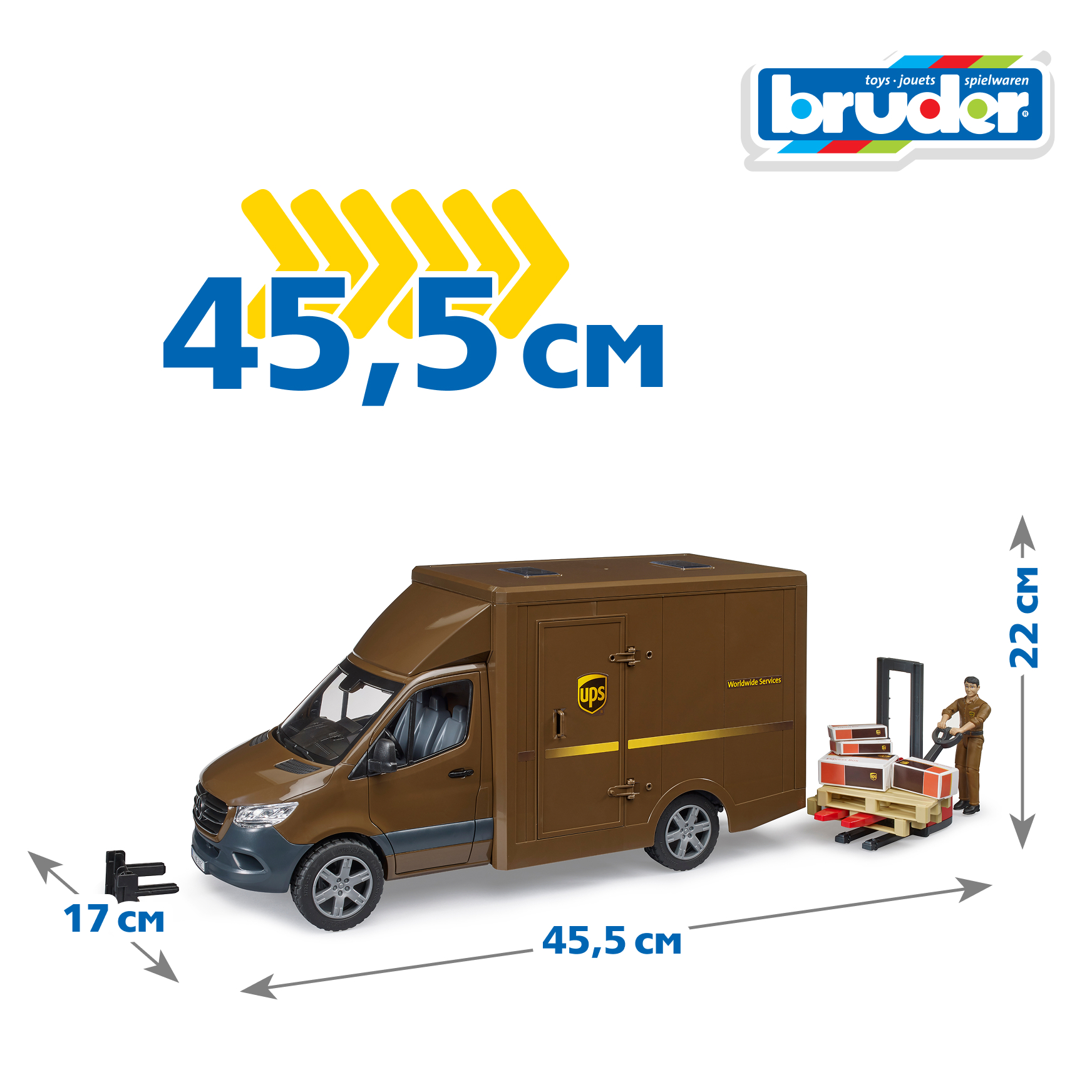 Грузовик Bruder Mercedes службы доставки с водителем 1:16 02-678 - фото 2