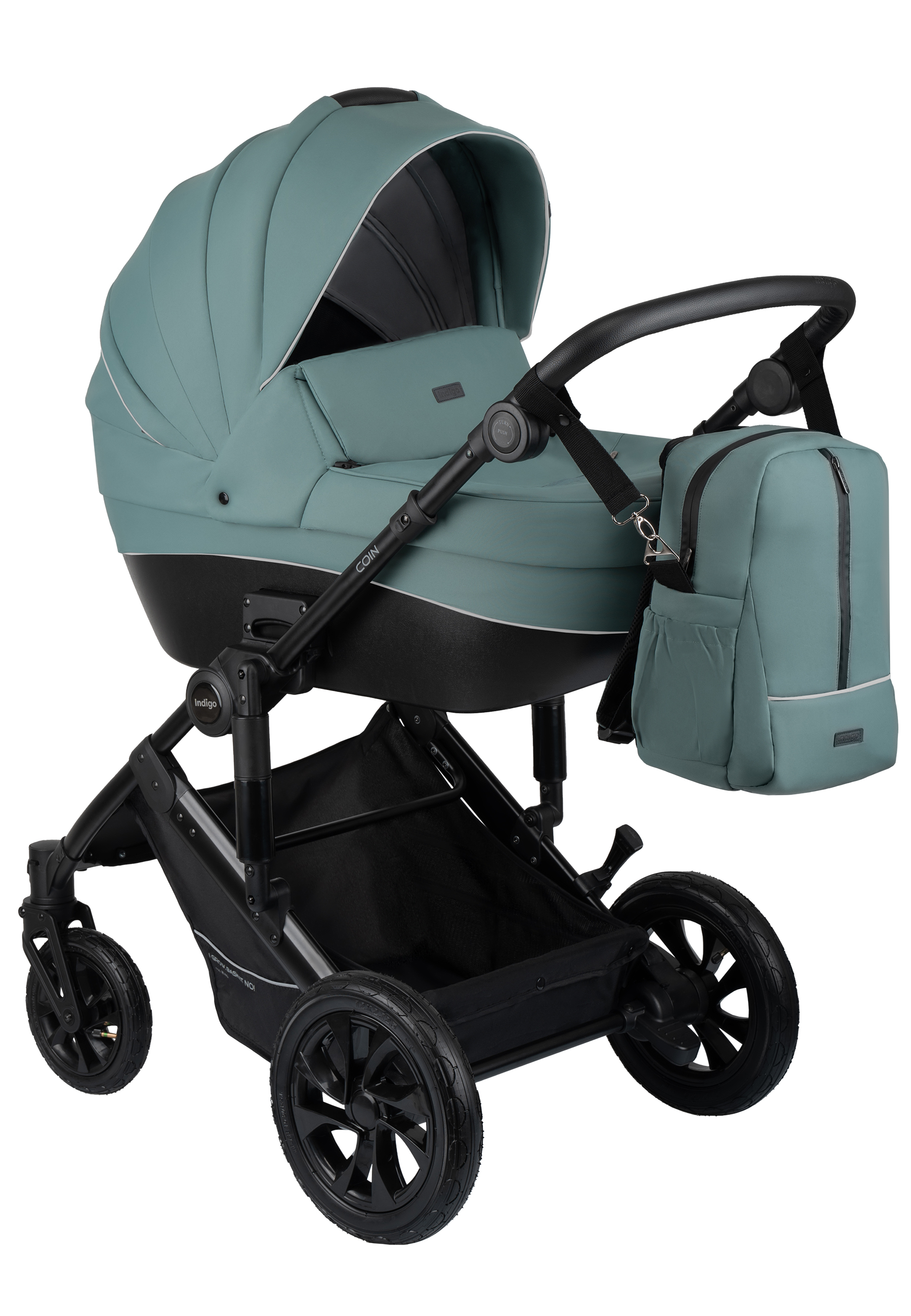 Коляска 3в1 Indigo Coin зеленый - фото 1